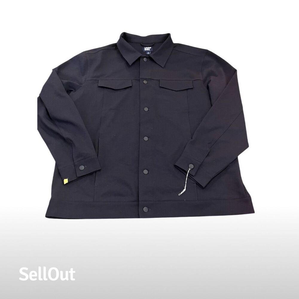 Lands'‎ End Men's XL Navy Ponte Bomber Jacket Casual Button-Up